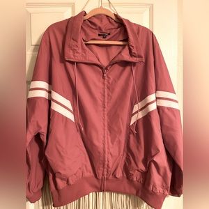 Plus size Mauvish pink zip up windbreaker from Fashion Nova